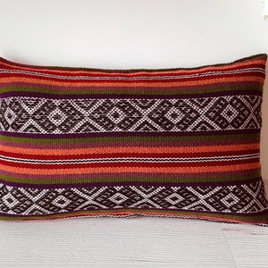 Lumbar Pillow Cover Peruvian Pattern | 100% Handmade Peruvian Wool Cushion Case