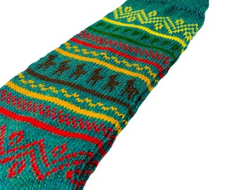 Llama Pattern Socks Green | Alpaca Wool Blend|Premium Quality Soft Comfortable | Women & Men