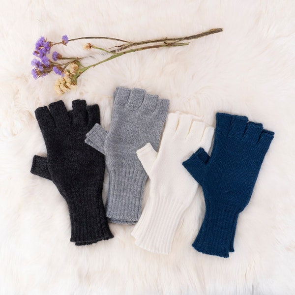 Fingerless Gloves, Alpaca Wool Blend, Premium Quality Comfortable & Soft, Women, Medium Size