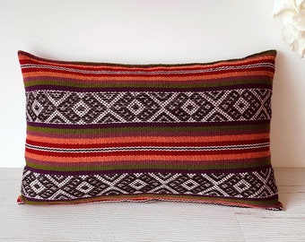 Lumbar Pillow Cover Peruvian Pattern | 100% Handmade Peruvian Wool Cushion Case