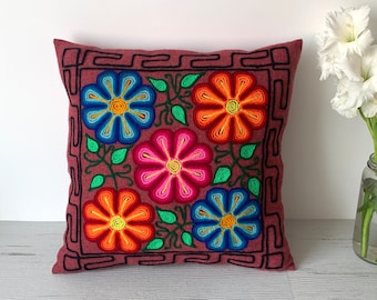 Embroidered Floral Pillow Cover | Cushion Case 16 X 16