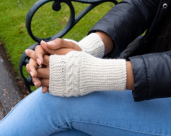 Hand Knitted Baby Alpaca Fingerless Gloves, Super Soft Comfortable, Gift for Her