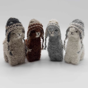 Needle Felted Llama Ornament, Miniature alpaca gift