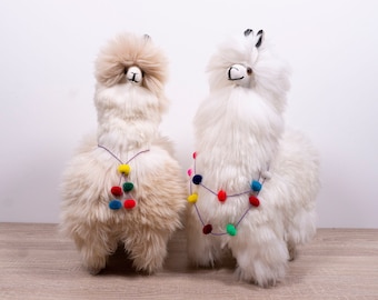 Super Soft and Luxurious Large Stuffed Alpaca - Made with Suri Alpaca Fur - Premium Quality Alpaca Plush Toy