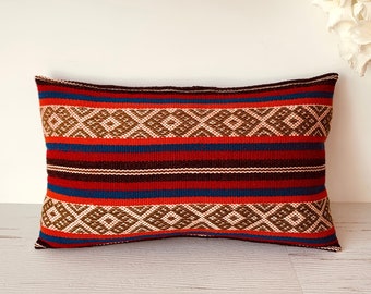 Lumbar Pillow Cover Peruvian Pattern | 100% Handmade Peruvian Wool Cushion Case