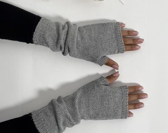 Baby Alpaca Long Slouchy Fingerless Gloves, Womens Casual Gloves