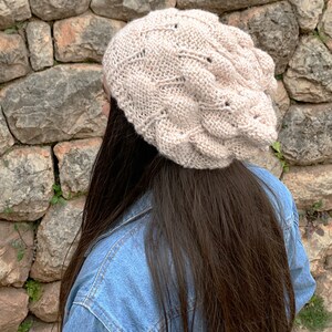 Hand Knit Slouchy Beanie, Alpaca Wool Blend Slouchy Beanie Women image 8