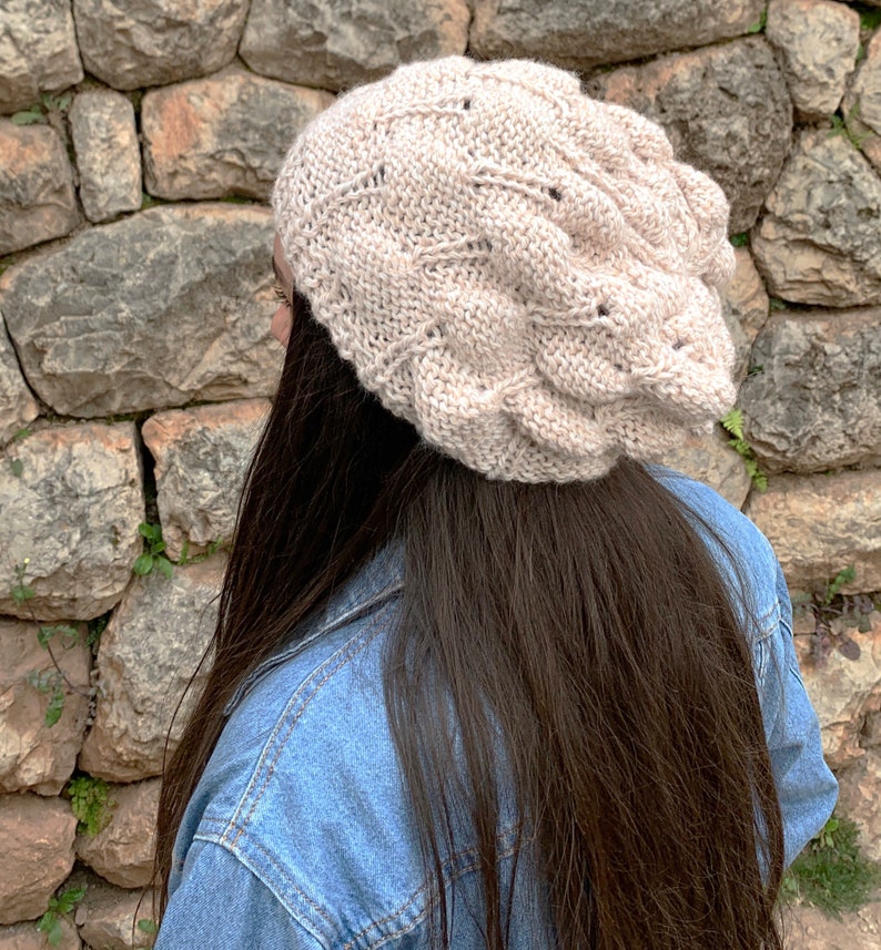 Hand Knit Slouchy Beanie, Alpaca Wool Blend Slouchy Beanie Women image 8