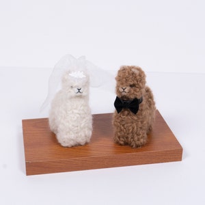 Needle Felted Alpaca Wedding Cake Toppers Llama Bride & Groom Set, Perfect Wedding Gift image 8
