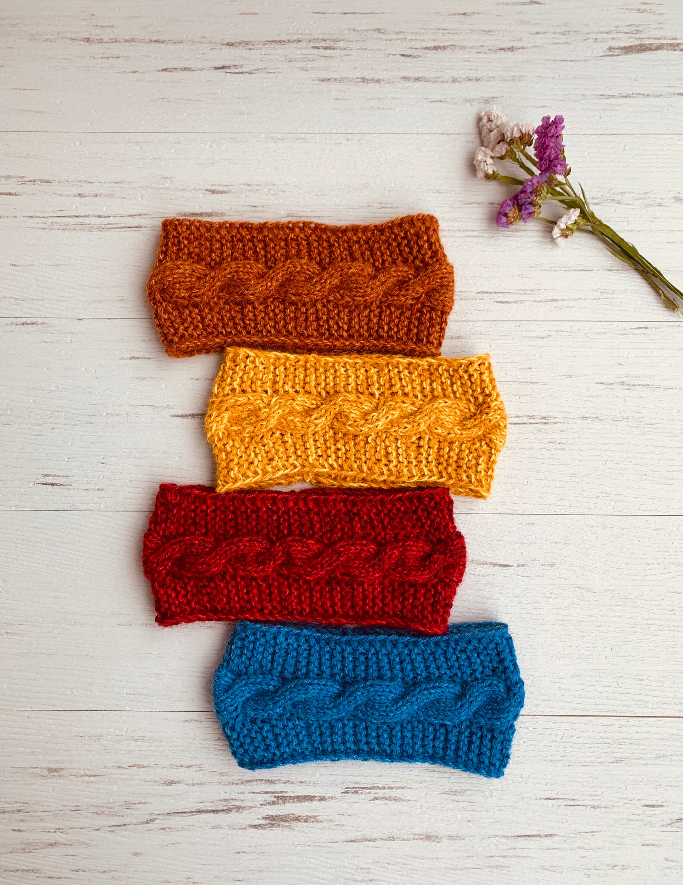 Handmade Knit Crochet Beanie Headband Ear Warmer Ski Sweater Knit Red White Blue Women Winter Knitted Ear Warmer Headband Crochet Wool  main image 3