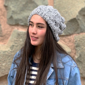 Hand Knit Slouchy Beanie, Alpaca Wool Blend Slouchy Beanie Women image 10