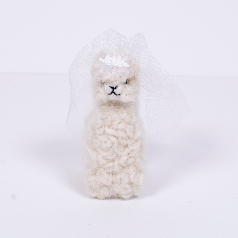 Needle Felted Alpaca Wedding Cake Toppers Llama Bride & Groom Set, Perfect Wedding Gift image 6