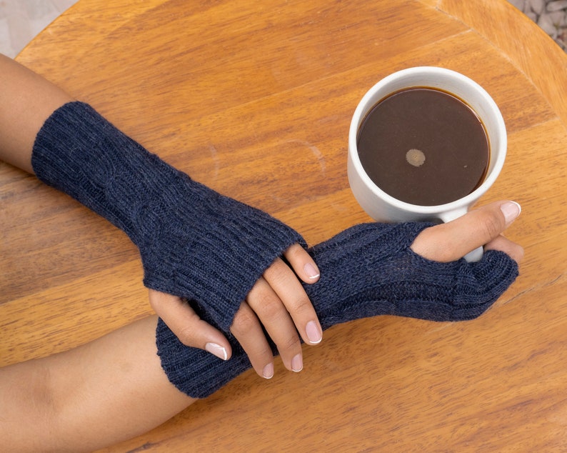 Baby Alpaca Fingerless Gloves, Womens Long Gloves, Wrist Warmers, , Premium Quality Comfortable & Soft image 8