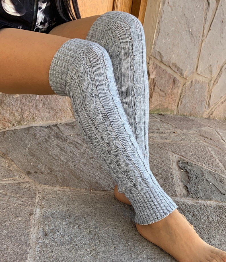 Leg Warmers Knee High, Alpaca Wool Blend, Super Soft Women image 2