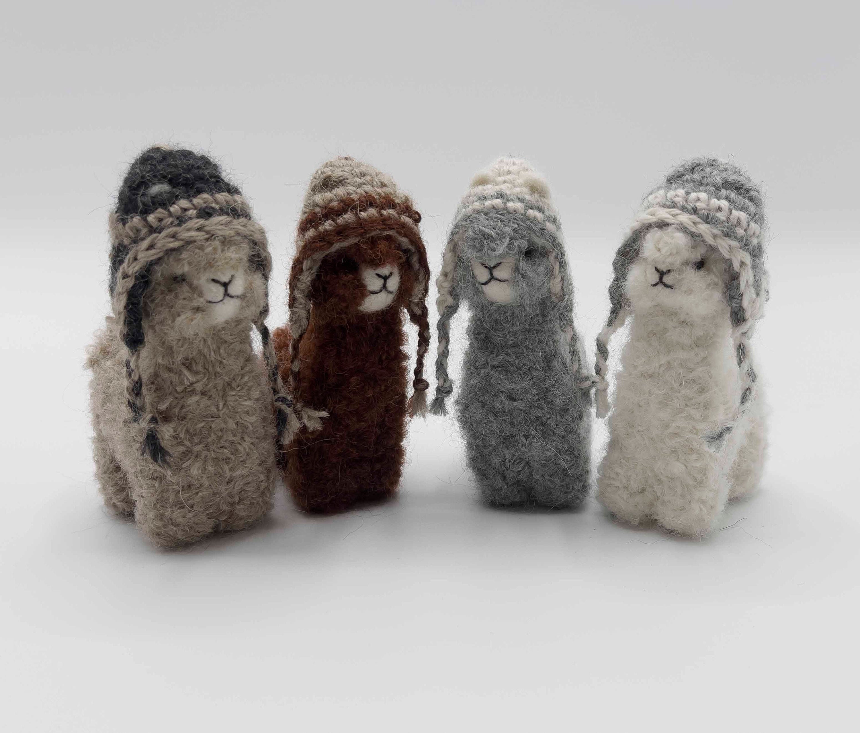 Needle Felted Llama Figurines with Chullo Hat Made with Baby Etsy
