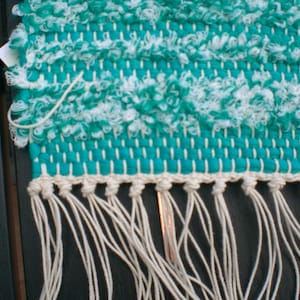 Carpet runner Finnish style color turquoise handwoven