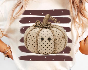 Halloween Pumpkin PNG, Patchwork polka dot Pumpkin Design, Colorful Jack O Lantern Graphic, Boutique Fall Shirt