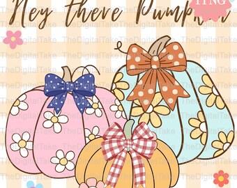 Preppy Hey Pumpkin Png, Trendy Fall Sublimation Design, Girly Halloween Shirt Design, gingham Boutique PNG