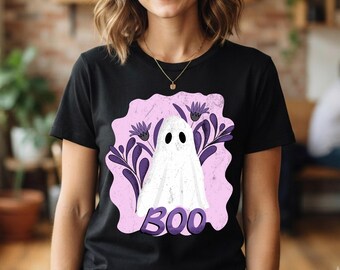 Halloween Ghost Pumpkin Floral Frame PNG, Spooky Coquette Fall Graphic (Digital Download)
