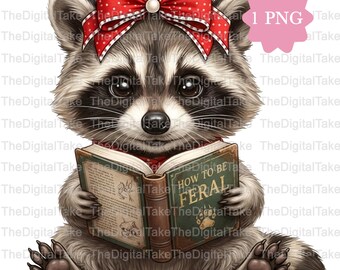 Book reading Racoon png ,Instant download Funny Racoon png, Book Lover, Smut Gift, Spicy Bookish, Smut Reader png