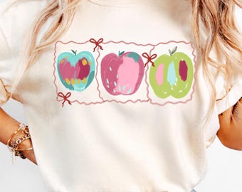 Preppy Apple PNG, Teacher Apple Clipart, Neon Apple PNG, Back to School png, Colorful Apple Design, Teacher Shirt PNG, School Clipart