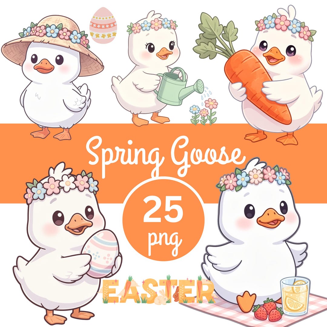 Springtime Goose Spring Goose Clipart 20 PNG Illustrations, Transparent Background ...