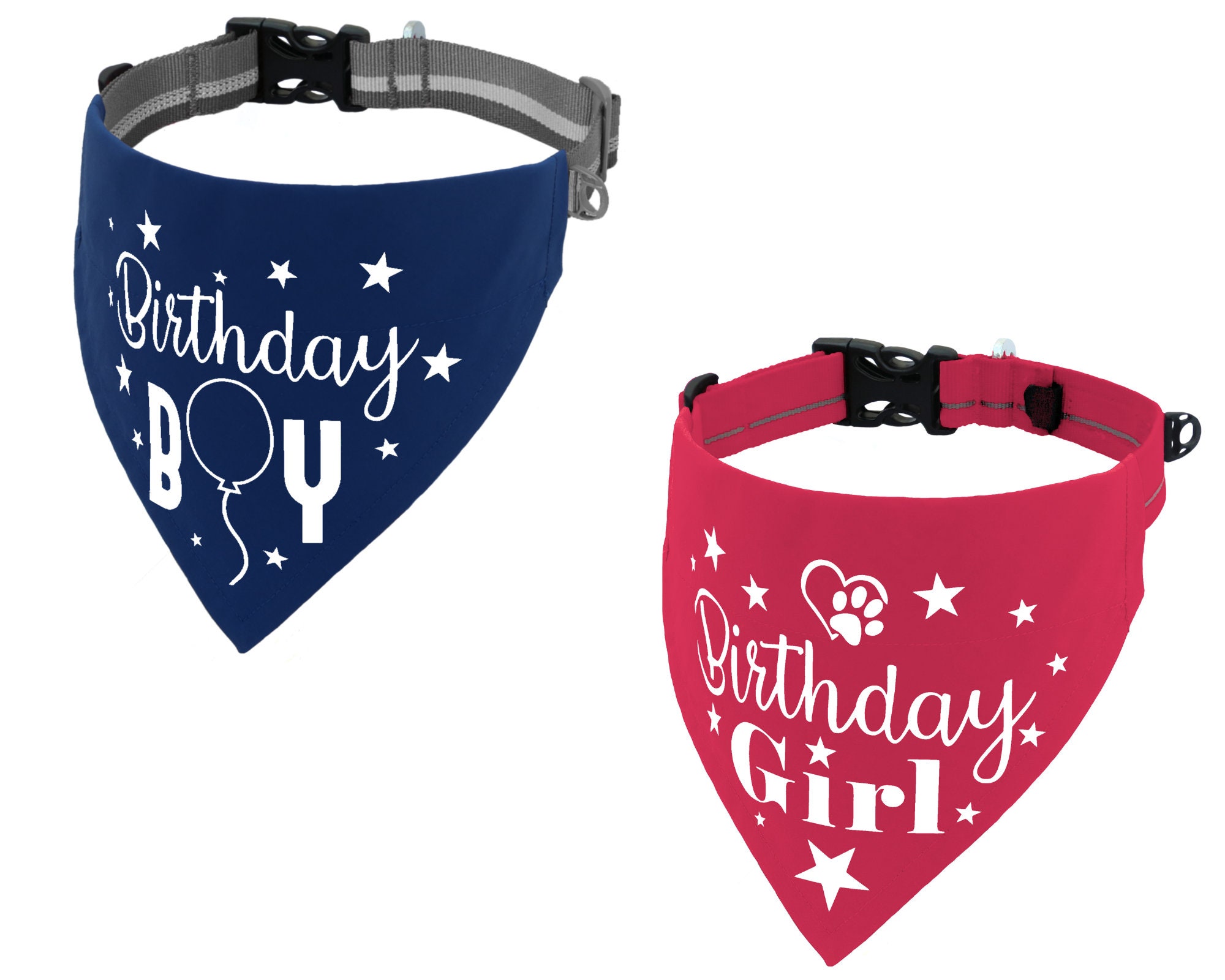 Happy Birthday Boy or Girl Dog Bandana Blue and Pink Slips Etsy UK