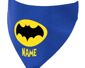 Personalised Superhero Batman Over the Collar Dog Bandana with Custom Printed Name