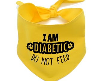 I Am Diabetic Dog Bandana - Do Not Feed Tie On for Awareness