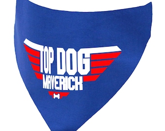 Top Dog Personalised Pet Bandana Slides onto Collar – Top Gun Inspired Gift