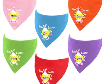 Personalised Easter Egg Dog Bandana | My First Easter | Slips over the Collar | Sizes XS - XXXL | Happy Easter Name Bandana