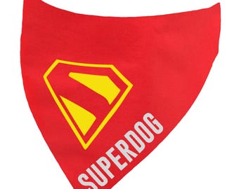 Superman Inspired Personalised Over the Collar Dog Bandana | Name Printed