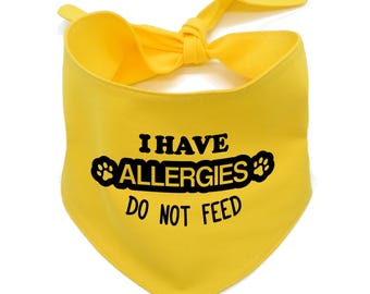 I Have Allergies Do Not Feed Dog Tie Round the Neck Bandana for Treats Awareness