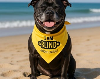 I Am Blind Dog Bandana - Approach Carefully Tie On for Visually Impaired Dogs