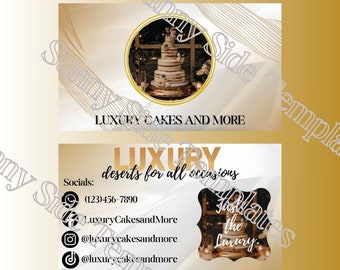 Baking Business Card Gold, Elegant Template / Editable on Canva for FREE / NO Canva Pro needed / Instagram and Facebook Templates