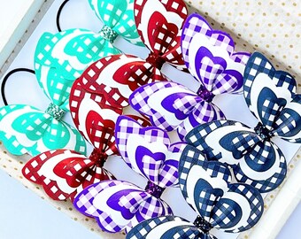 VARIOUS COLOURS, School Bow, Girls Hair Bow, Glitter Bow, Pigtail Bows, Alligator Clip,Handmade Gift, School Hair Bow, School Hair