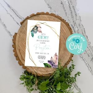 Gem Birthday Invitation, INSTANT DOWNLOAD, Printable Crystals Birthday Invite, Gem Birthday, 151