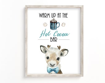 Baby Shower Sign, Winter Woodland Baby Shower, Hot Cocoa Bar, Reindeer, Winter Baby Shower, Baby It's Cold Outside, Instant, Baby Boy, 001
