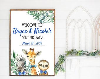 Baby Shower Sign, Jungle Baby Shower, Safari Baby Shower, Baby Boy, Editable, Instant, Couples baby Shower, 027