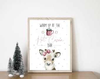 Baby Shower Sign, Winter Woodland Baby Shower, Hot Cocoa Bar, Rendieren, Winter Baby Shower, Baby It's Cold Outside, Instant, Baby Girl, 051