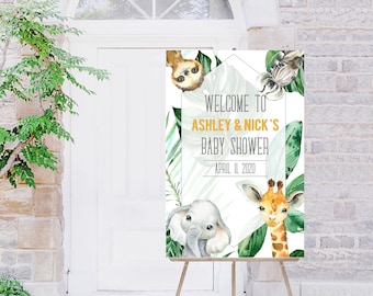 Baby Doccia Sign, Giungla Bambino Doccia, Safari Baby Doccia, Gender Neutral, Modificabile, Istantaneo, 026