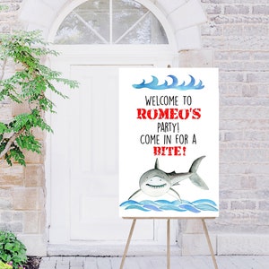 Shark Birthday Sign, INSTANT DOWNLOAD, Shark Birthday Welcome Sign, Shark Theme Birthday, Shark Welcome Sign, 028