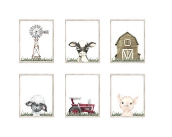 Barnyard Baby Nursery, Farm Nursery, Kids Room Prints, Cow Baby Nursery, Pig Nursery, Lamb Nursery, Digital Download, 8x10 Prints, 184