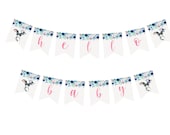 Printable "Hello Baby" Banner Set, DIY Baby Shower Banner, Floral Farm Baby Girl, Baby Girl Shower, 016