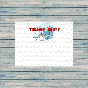 Shark Thank You Card, Shark Themed Party, Shark Thank You, Thank Yous, Thank You, Instant, 028