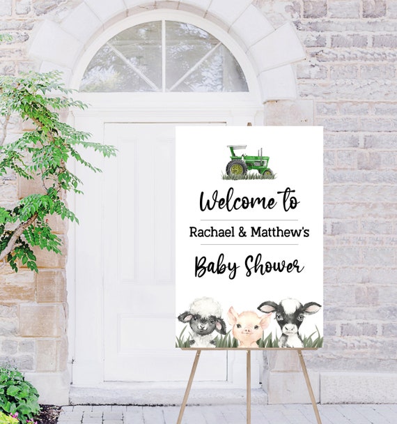 Baby Shower Sign, Farm Baby Shower, John Deere Baby Shower, Barnyard Baby Shower, Cow Baby Shower, Barn Animals, Editable, Instant, 060