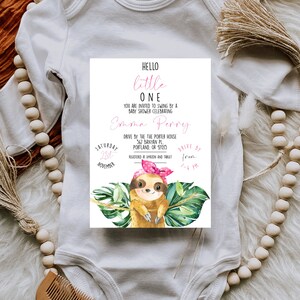 Sloth Girl Baby Shower Invitation, Sloth Invitation, Sloth Baby Girl Shower, Jungle Baby Shower, Greenery Baby Shower, Instant Download, 058