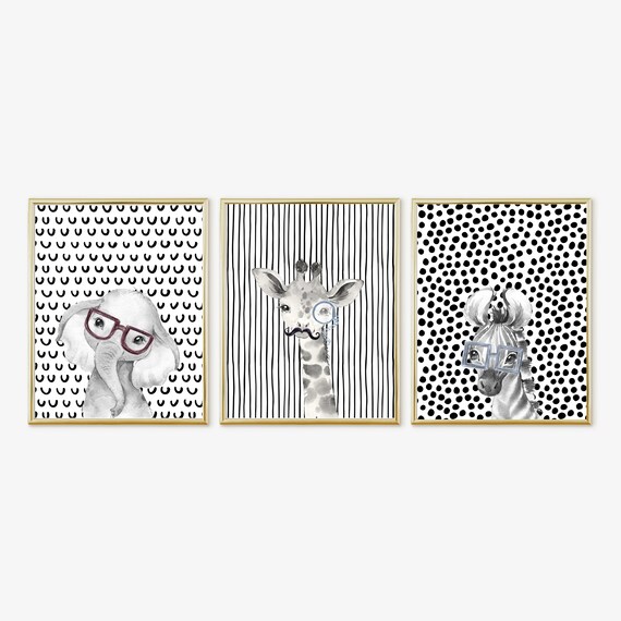 Safari Baby Nursery, Baby Boy Nursery, Boys Room Prints, Mustache Glasses Safari, Jungle Baby Nursery, Digital Prints, 11X14 Prints, 117