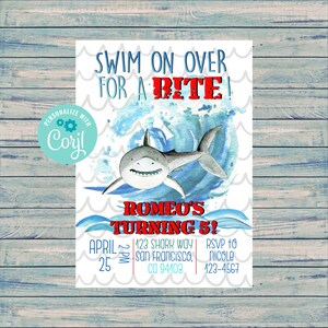 Shark Birthday Invitation, INSTANT DOWNLOAD, Printable Shark Birthday Invite, Shark Birthday, 028