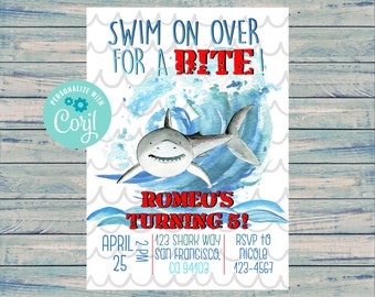 Shark Birthday Invitation, INSTANT DOWNLOAD, Printable Shark Birthday Invite, Shark Birthday, 028